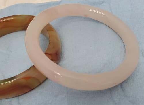 Set of 2 Natural Agate Carnelian & White Moonlight bangle - Thumbnail 4