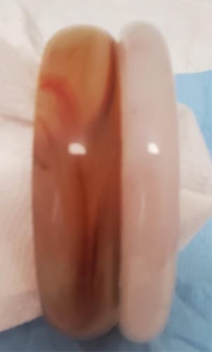 Set of 2 Natural Agate Carnelian & White Moonlight bangle - Thumbnail 6