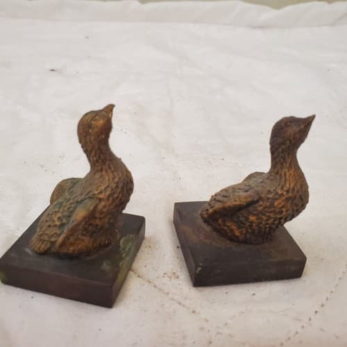 Vintage Pair of Brass Birds Figurine - Thumbnail 3