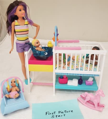 Mattel Nap 'n' Nurture Nursery Barbie Skipper Babysitters Playset - Image 1