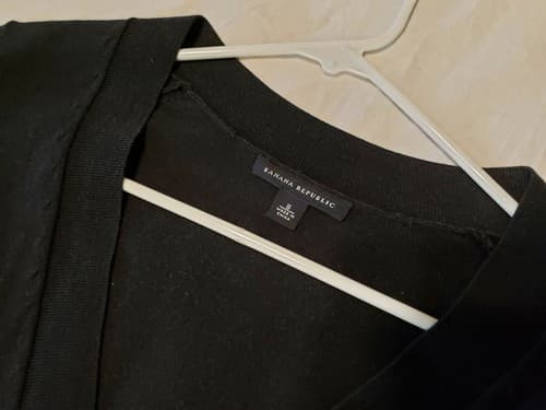 Banana Republic V-Neck Black Long Sleeve Sweater Extra Fine Merino Jumper Small. - Thumbnail 2