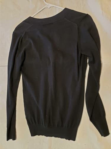 Banana Republic V-Neck Black Long Sleeve Sweater Extra Fine Merino Jumper Small. - Thumbnail 3