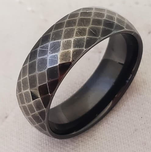 Crosshatch Pattern Tungsten Ring - Thumbnail 4