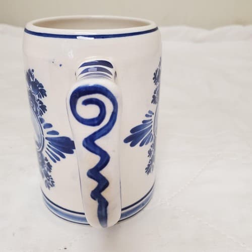 Delft Blue Windmill & Sailboat Hand Painted Beer Mug Stein - Thumbnail 5