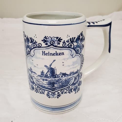 Heineken Delft Blue Holland Hand Painted Ceramic Beer Mug Stein - Thumbnail 5