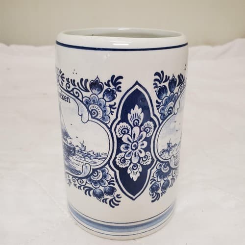Heineken Delft Blue Holland Hand Painted Ceramic Beer Mug Stein - Thumbnail 4