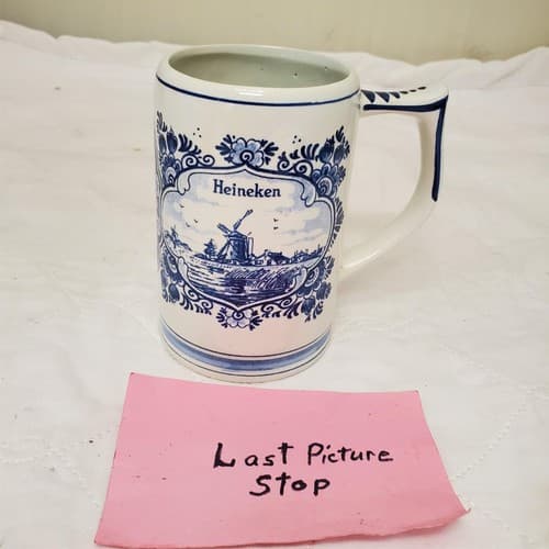 Heineken Delft Blue Holland Hand Painted Ceramic Beer Mug Stein - Thumbnail 9