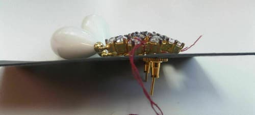 Solid White & Smoky Sparkle Gem Teardrop Gold Tone Earrings - Thumbnail 4