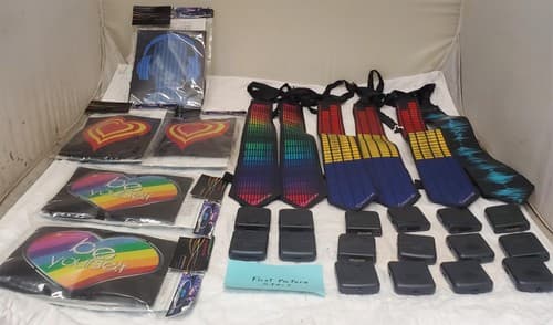 Lot of 11 Cybwear Electro-Luminescent Panel & Sound Activated flashing LED Ties - Image 1