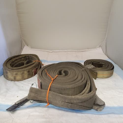 Military Green Canvas Cargo Tie-Down Strap Lot - Image 1