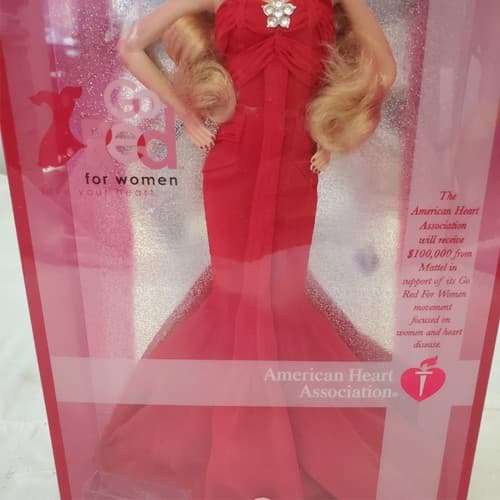 Barbie 2007 - Go Red for Women American Heart Association Pink Label - Thumbnail 2