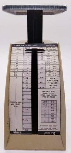 Vintage Pelouze Petite Postal scale Model P-2 Rates Eff. Feb 1991 - Image 1