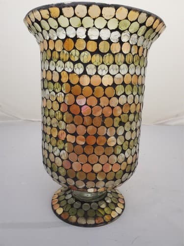Hurricane Glass Vases Mirrored Mosaic Multicolor Candle Holder - Image 1