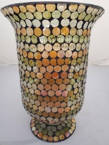 Hurricane Glass Vases Mirrored Mosaic Multicolor Candle Holder - Thumbnail 4