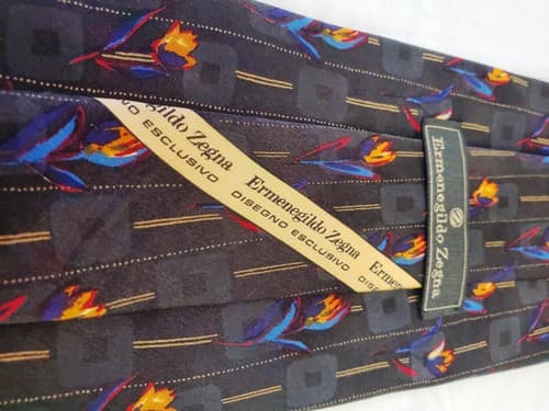 Vintage Ermenegildo Zegna 100% Silk Men's Tie Dry Clean Only - Thumbnail 3