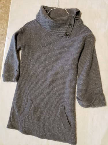 Used American Eagle Outfitters Gray Turtleneck Buttons Fold Down Collar Sweater. - Image 1