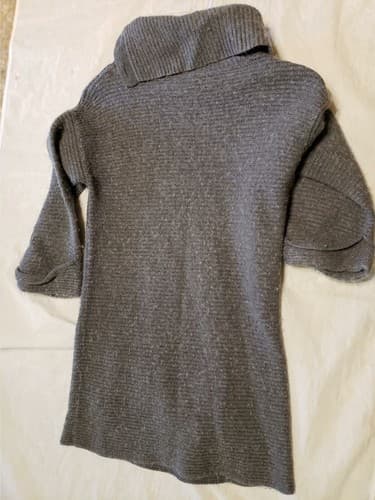 Used American Eagle Outfitters Gray Turtleneck Buttons Fold Down Collar Sweater. - Thumbnail 3