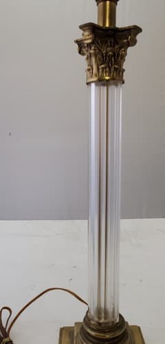 Vintage Brass Clear Crystal Mid Century Modern Electric Table Lamp Light - Thumbnail 3