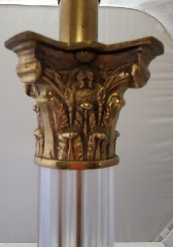 Vintage Brass Clear Crystal Mid Century Modern Electric Table Lamp Light - Thumbnail 4