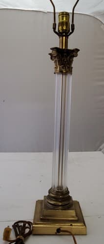 Vintage Brass Clear Crystal Mid Century Modern Electric Table Lamp Light - Thumbnail 5