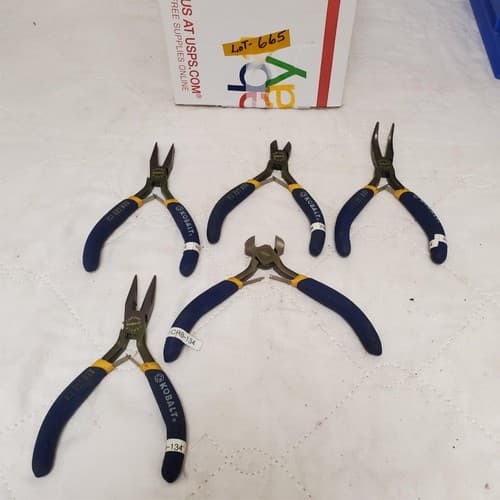 Lot of 4 Kobalt Chrome Nickel Jewelry Pliers with Dipped Handles LOT-665 - Image 1