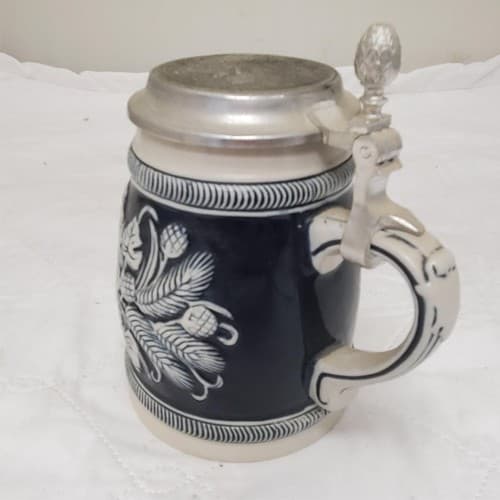 Handcrafted German Hopfen Und Malz Traditional Ceramic Beer Stein with Lid - Thumbnail 5