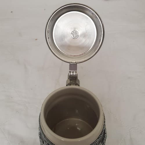 Handcrafted German Hopfen Und Malz Traditional Ceramic Beer Stein with Lid - Thumbnail 8