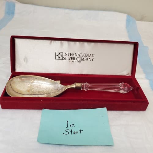 International Silver Company 24% Lead Crystal Handle Serving Fork - Image 1