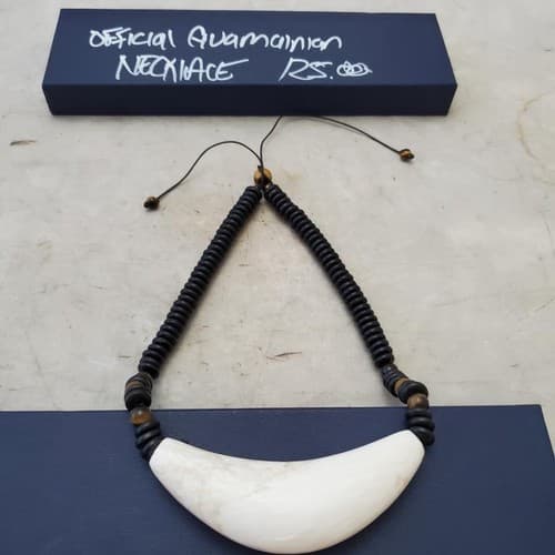 Handmade Guatamalian Necklace with Large White Stone and Black Beads - Thumbnail 4