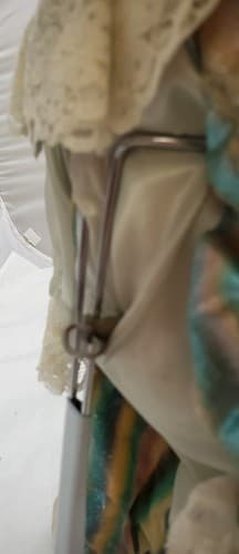 Vintage Porcelain Fashion Doll Multicolor Dress Brown Color Hair With Stand - Thumbnail 4