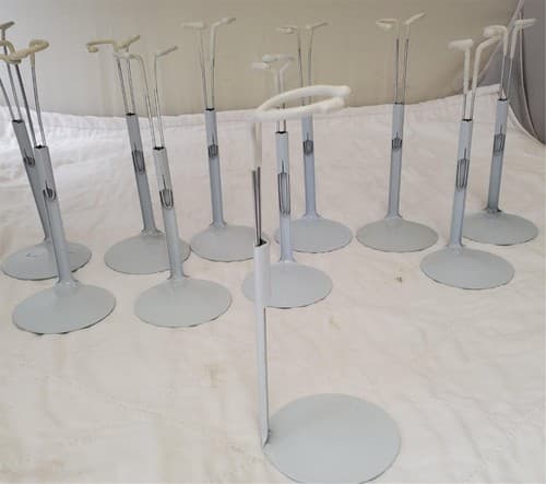 Lot of 13 Assorted White Adjustable Doll Stands - Thumbnail 5