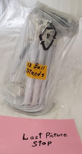 Lot of 13 Assorted White Adjustable Doll Stands - Thumbnail 9