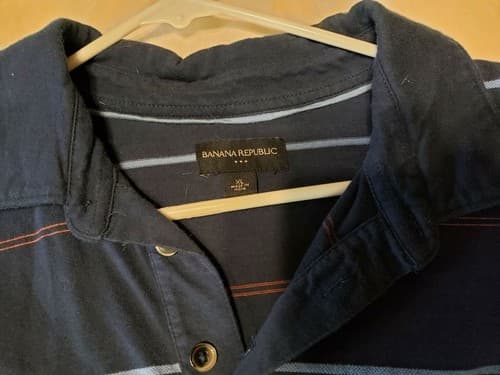 Banana Republic Mens Short Sleeve Collared Polo Shirts Blue Stripes Size XL - Thumbnail 2