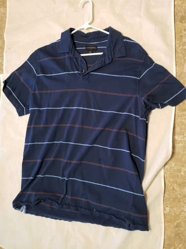 Banana Republic Mens Short Sleeve Collared Polo Shirts Blue Stripes Size XL - Image 1