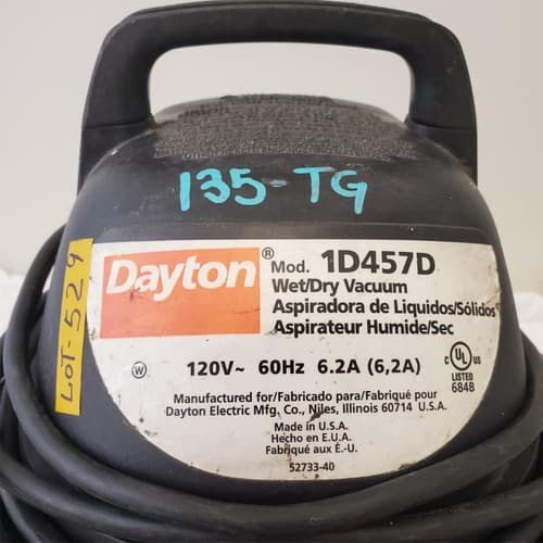 Dayton 1D457D Wet/Dry Vacuum Cleaner 120V 60Hz LOT 529 - Thumbnail 3