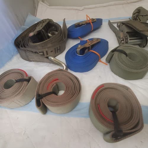 Adjustable Cam Buckle Tie Down Green/Blue Canvas Cargo Lashing Travel Strap - Thumbnail 2