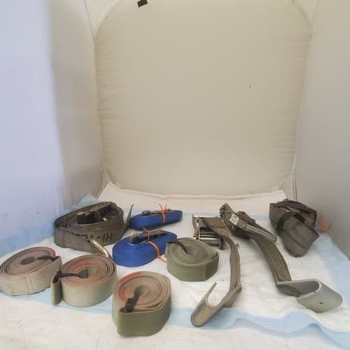 Adjustable Cam Buckle Tie Down Green/Blue Canvas Cargo Lashing Travel Strap - Image 1