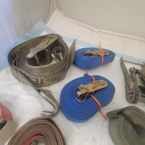 Adjustable Cam Buckle Tie Down Green/Blue Canvas Cargo Lashing Travel Strap - Thumbnail 3