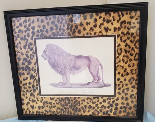 Safari Jungle Decor Print Der Lone Felis Leo Matted Framed Lion Print - Image 1