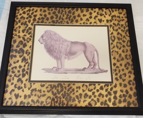 Safari Jungle Decor Print Der Lone Felis Leo Matted Framed Lion Print - Thumbnail 4