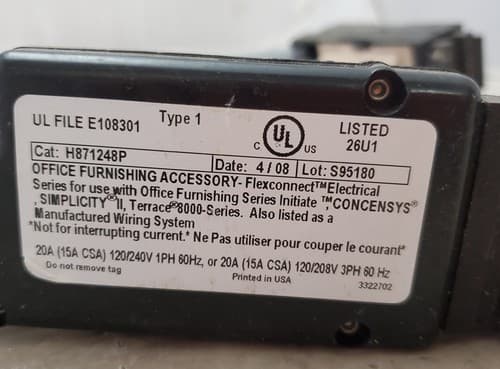 UL File Double Block Raceway Office Receptacles Circuit - Thumbnail 3