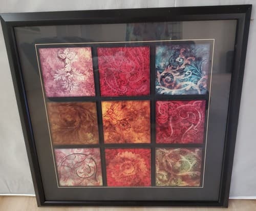 Arabesque Patchwork Framed Glass Artowrk Wall Art 174185 36 x 36 in - Image 1