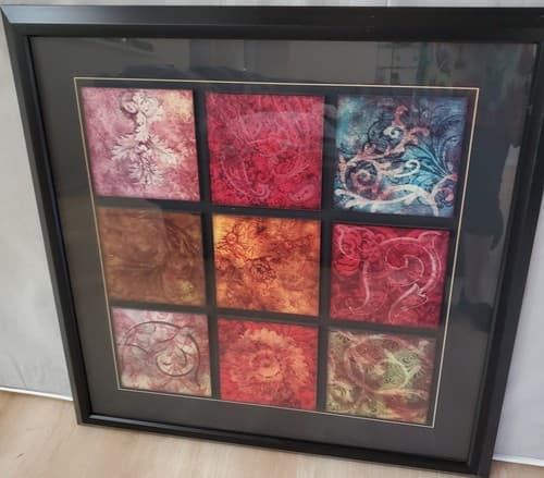 Arabesque Patchwork Framed Glass Artowrk Wall Art 174185 36 x 36 in - Thumbnail 2