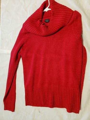 Faded Glory Women's Cowl Ribbed Sweater M (8-10) Color Red Long Sleeve Sweater - Image 1