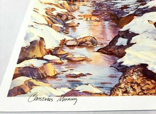 Christmas Morning Art Print Deer and Train Station By Ken Harris - Thumbnail 2