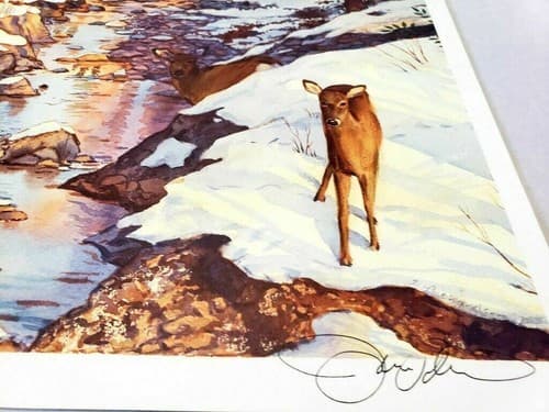 Christmas Morning Art Print Deer and Train Station By Ken Harris - Thumbnail 3