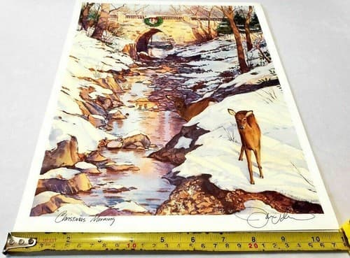 Christmas Morning Art Print Deer and Train Station By Ken Harris - Thumbnail 4