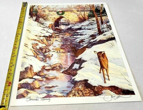 Christmas Morning Art Print Deer and Train Station By Ken Harris - Thumbnail 6