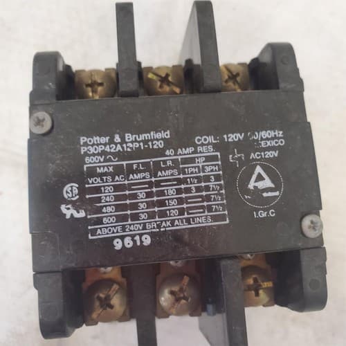 Potter Brumfield P30P42A12P1-120 Industrial Relays CONTACTOR 120VAC 30A - Thumbnail 4