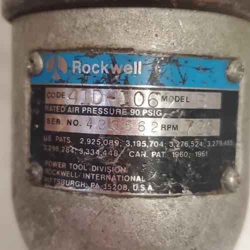 Rockwell 41D-106B Pistol Grip Pneumatic Air Drill w/ Handle Central Air Tool T13 - Thumbnail 4